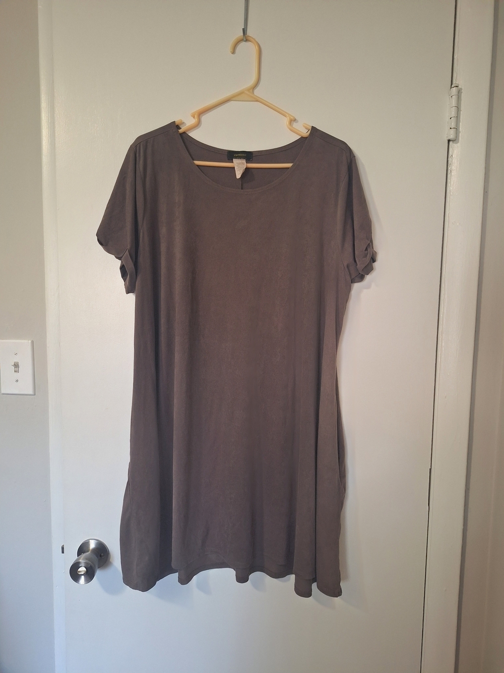Espresso Taupe Brown Short Sleeve Shift Mini Dress Size 2XL